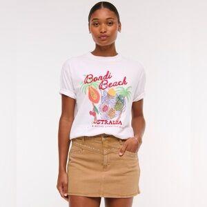 Abercrombie & Fitch Curve Love Mid Rise Denim Studded Mini Skirt